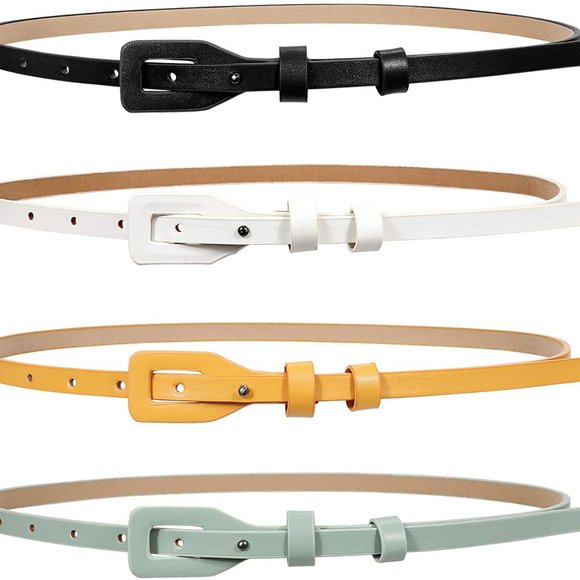 Set of 4 Womens Thin Belts Skinny Leather main image 7
